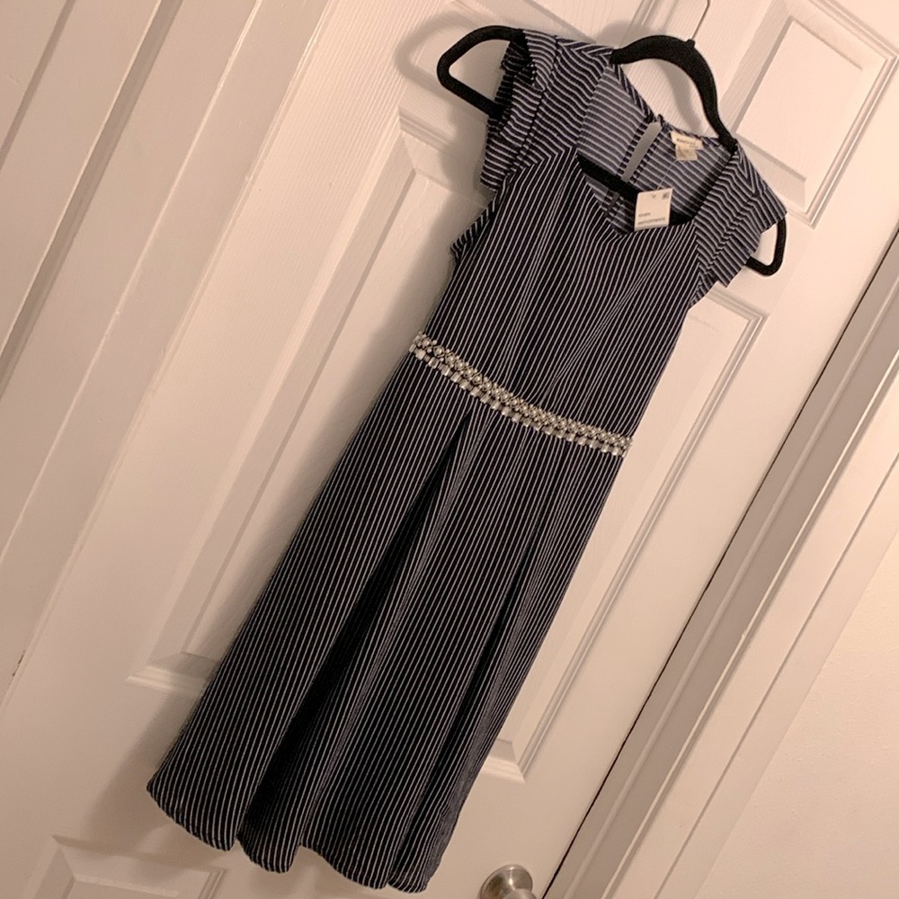 Navy blue stripped girls dress NWT
